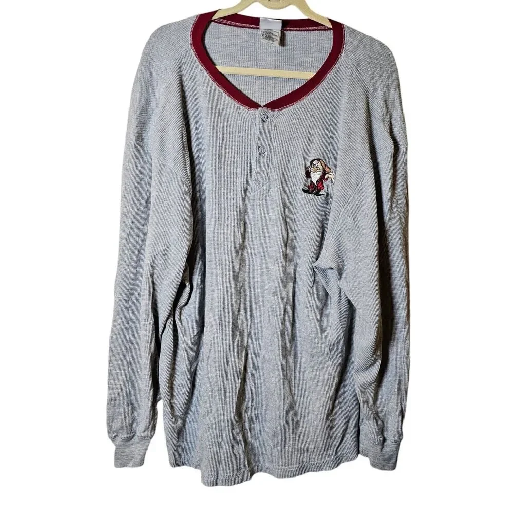 Disney Snow White Thermal Long Sleeve Gray Pajama Top - Picture 3 of 13